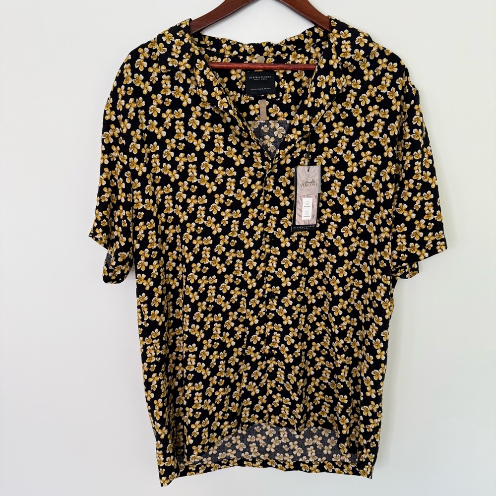 NWT Denim & Flower Ricky Singh Floral Casual Button Up Top Size XL